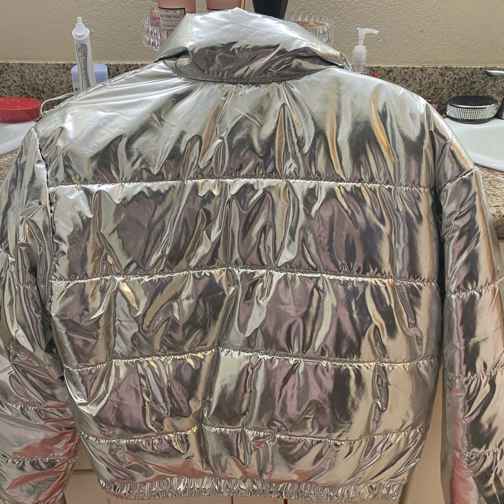 Silver puffer jacket